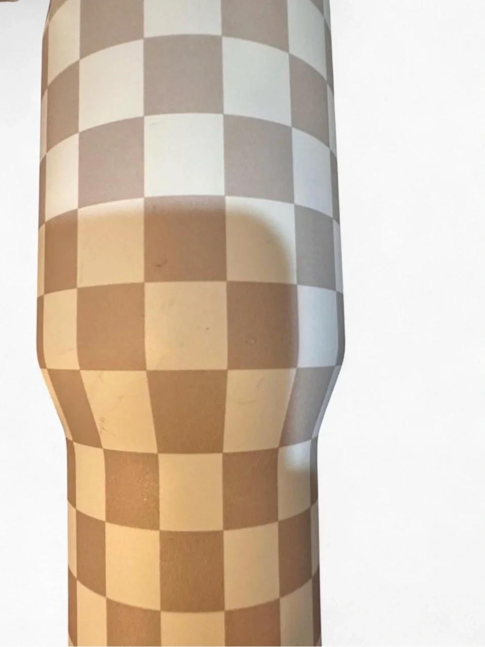 HydraPeak Cream Checkered Travel Mug with Handle and Straw NWOT 40pz Hot Cold